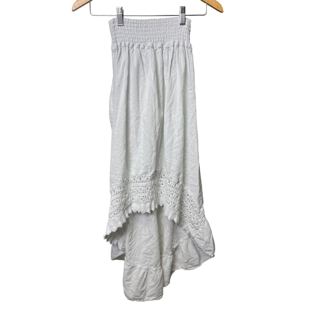 Cotton Blend high low Maxi Skirt Eyelet Small